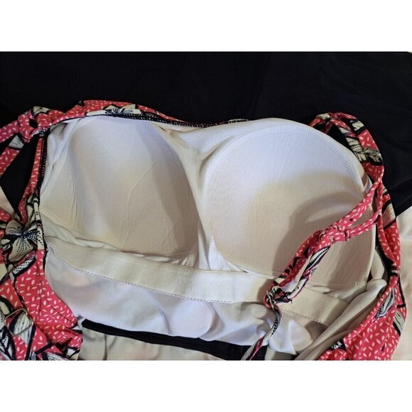 Paradise Bay Women's 20W Multicolor One Piece Soft Cup Blouson w/Skirt Swim Suit - Picture 4 of 7